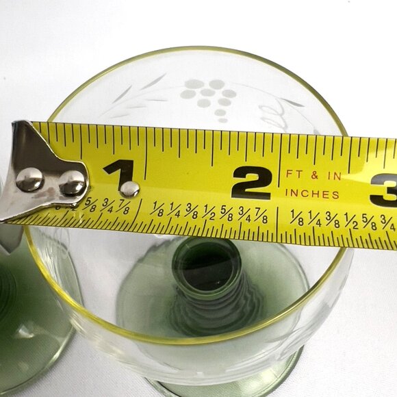 Roemer Vintage Beehive Green Stem Glasses Set of 2 Etched Grapevine Barware 4 oz - Picture 4 of 10